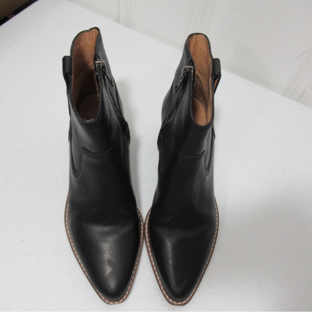 Madewell Hallie Black Leather Western Boots Size 6 - Picture 4 of 17
